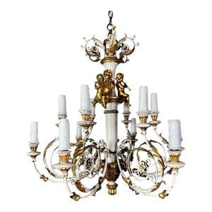 Italian Twelve-Light Rococo Style Cherub Chandelier