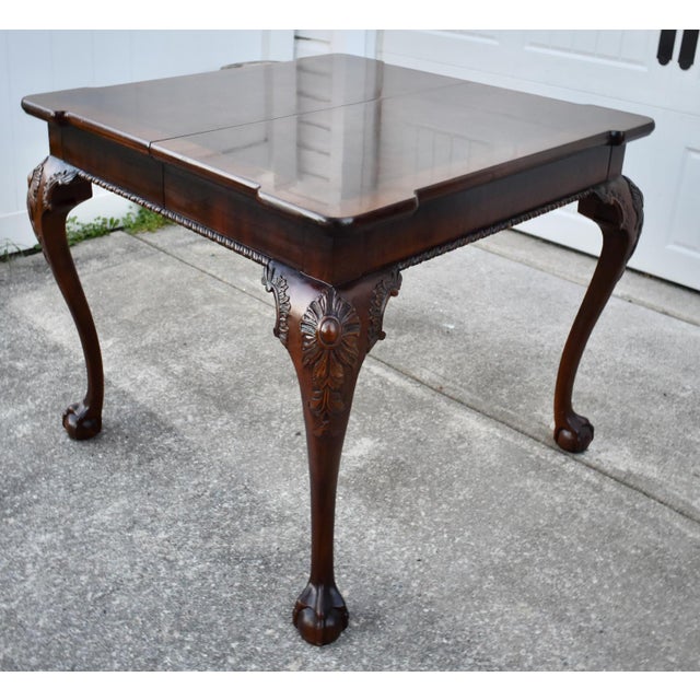 Henredon Mahogany Burl Wood Table Chippendale Butterfly Leaf Ball Claw Feet For Sale - Image 15 of 17