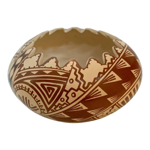 Vintage Southwestern Geometric Pottery Bowl With Hand-Painted Tribal Motifs