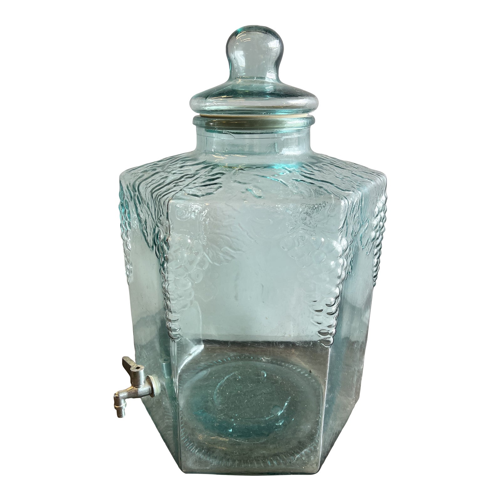 Vintage Large Green Glass Beverage Dispenser, Made in Italy Chairish