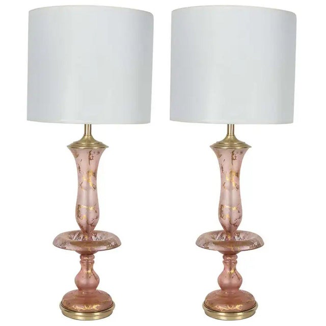 Metal Amethyst Murano Glass Table Lamps by Barovier & Toso, 1960s, Set of 2 For Sale - Image 7 of 7