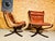 Contemporary Vintage Leather Lowback and Highback Falcon Chairs by Sigurd Resell, Set of 2 For Sale - Image 3 of 12