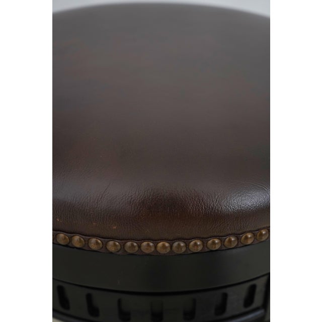 Frontgate Revolving Seat Low Ottoman Stool For Sale - Image 4 of 13