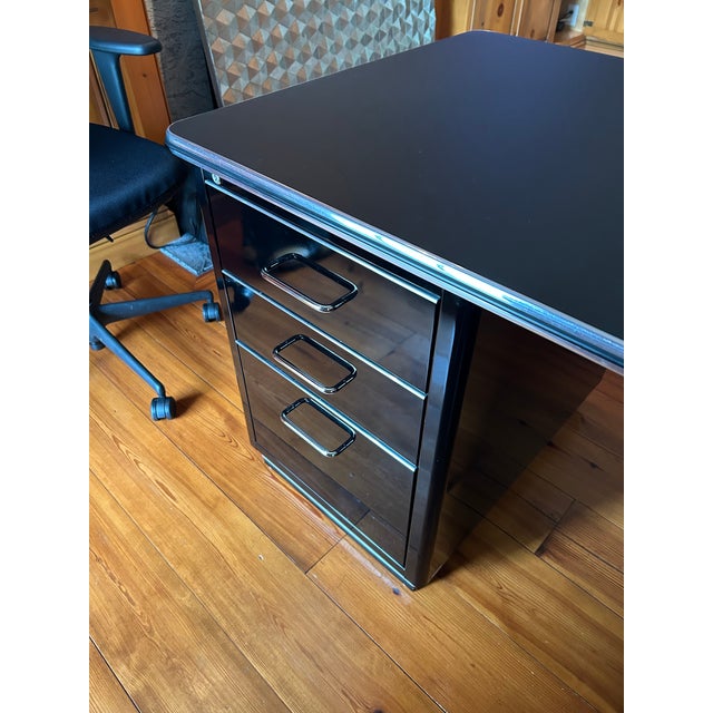 Black & Silver Art Deco Muller Chrysler Desk For Sale - Image 15 of 17