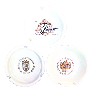 Vintage Fairmont & Intercontinental St. Anthony & Mark Hopkins Hotels Souvenir Ashtrays, Set of 3