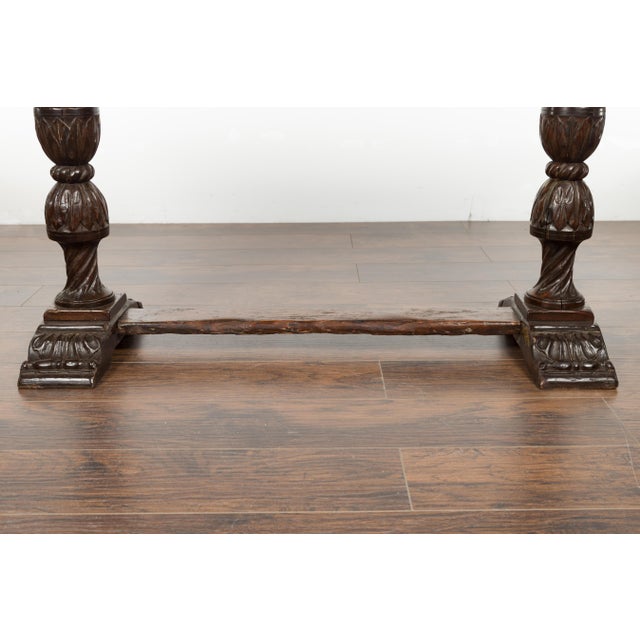 Italian 1820s Walnut Table with Carved Legs, Twisted Motifs and Waterleaves For Sale - Image 11 of 12