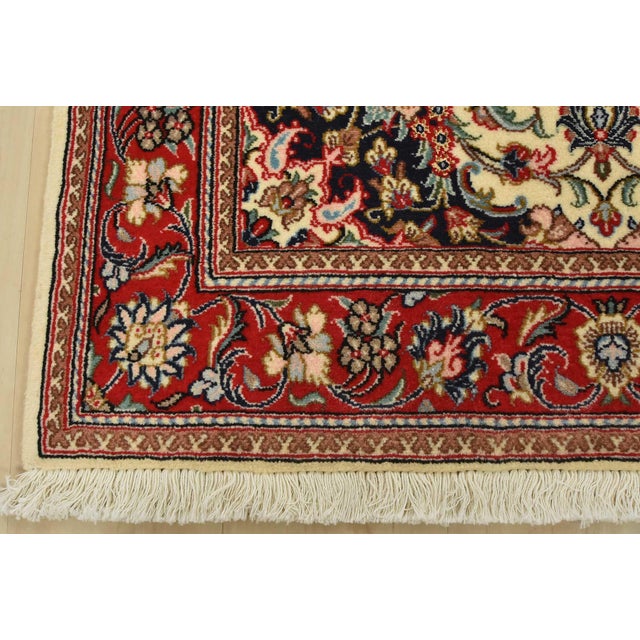 Fine Qom Rug 3’2” X 5’2” Ivory Wool/Silk Traditional Hand-Knotted Carpet For Sale - Image 9 of 12