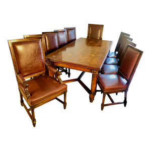 Gorgeous Cherrywood Dining Room Table With Ten 10 Chairs - Set of 11