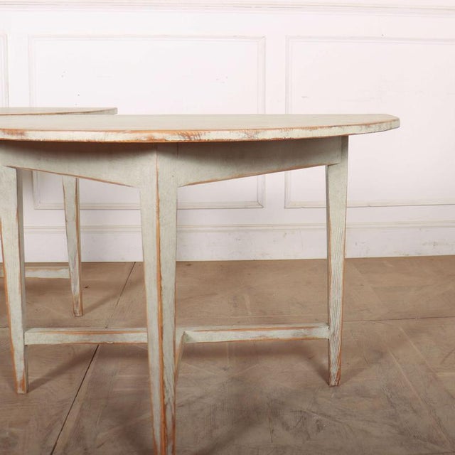 Swedish Demi Lune Console Tables, Set of 2 For Sale - Image 4 of 11