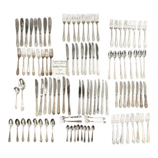 Mid 20th Century Complete Waldorf Astoria Art Deco Engraved Silverware Set For Sale