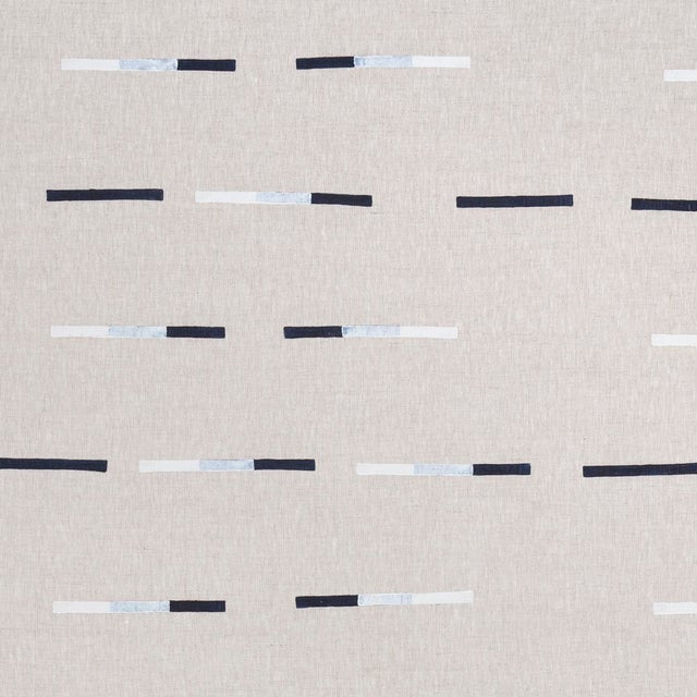 SAMPLE - Schumacher x Caroline Z Hurley Overlapping Dashes Fabric In Navy For Sale