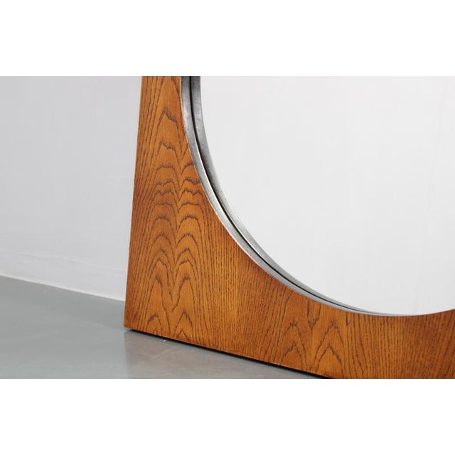 Large Oak Square Mirrors, Former Czechoslovakia, 1970s, Set of 2 For Sale - Image 9 of 13