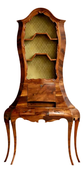 1950s Italian Bombe Style Burl Secretary Desk