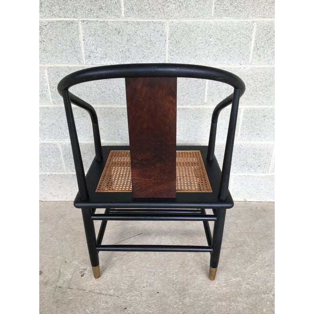 Henredon Style Ebonized Cane Bottom Accent Arm Chair Chairish