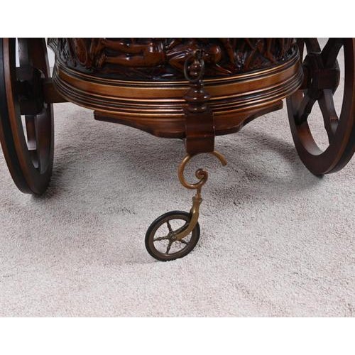 Mahogany Carved Chariot Bar Cart, 1920 For Sale - Image 10 of 13