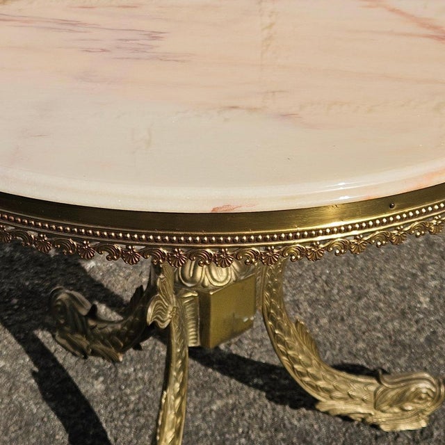 Vintage French Marble and Brass Coffee Table, 1969 For Sale - Image 12 of 15