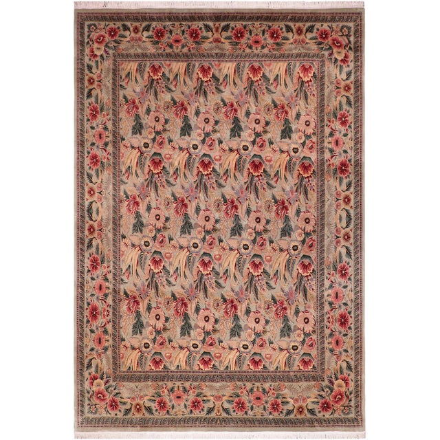 Floral 1990's Pak-Persian Green/Green Wool Rug - 9'0'' X 12'3'' For Sale - Image 9 of 9