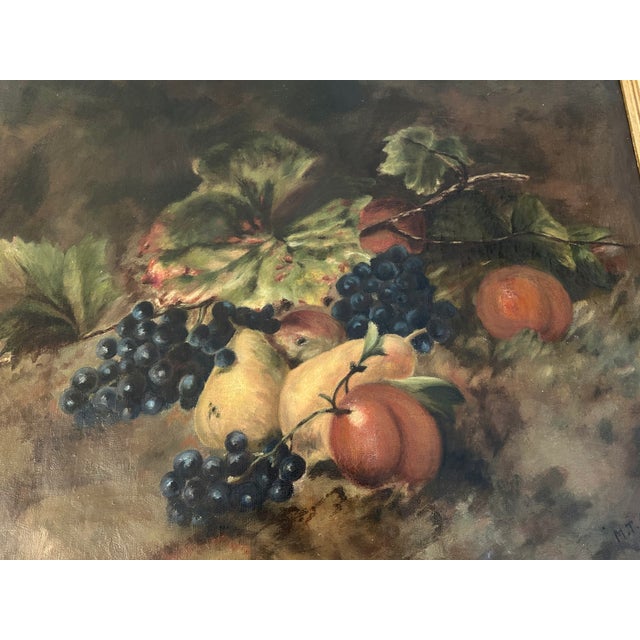 Realism Early 20th Cen. Continental Still Life With Grapes and Fruit For Sale - Image 3 of 11