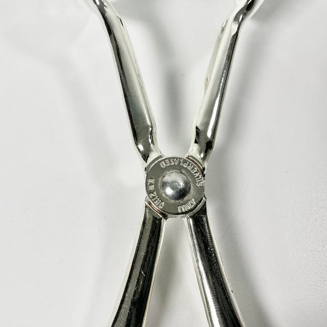 Mid-Century Hollywood Regency Italian Towle Silver Plate Etched Salad Tongs For Sale - Image 9 of 17