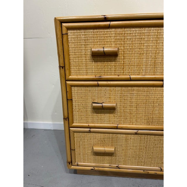 Beautiful natural cane rattan bamboo chest by Bielecky Brothers for the entry or in your bedroom space.