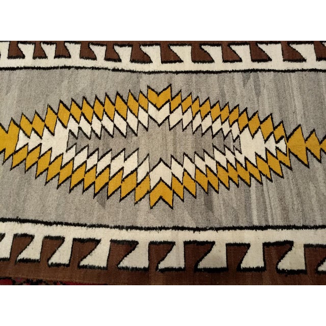 Vintage Native American Navajo Rug, Eye Dazzler Pattern, Wool & Cotton, Tribal Wall Art, 3x5 For Sale - Image 11 of 11