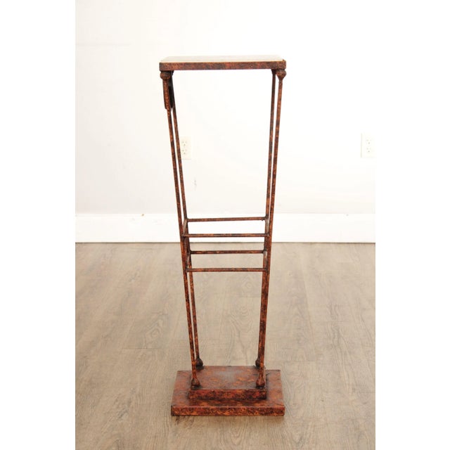 1980s Contemporary Art Deco Style Iron Marble Top Pedestal Plant Stand For Sale - Image 5 of 12