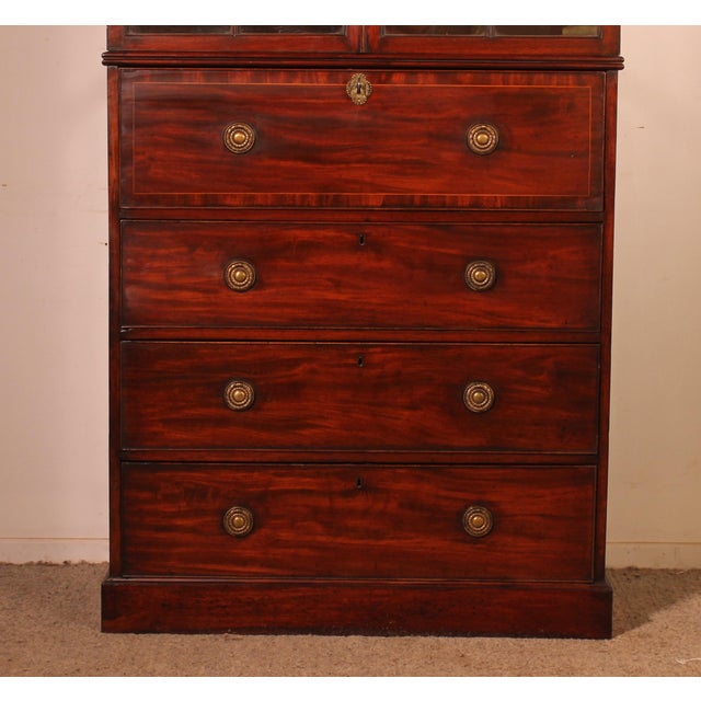Mahogany Bookcase with Secretary, 18th Century For Sale - Image 12 of 14