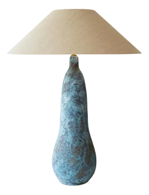 Ovoid Ceramic Table or Floor Lamp with Lampshade attributed to R. Houben, 1970s