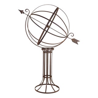 English Mid-20th Century Iron Armillary Sphere on Stand For Sale
