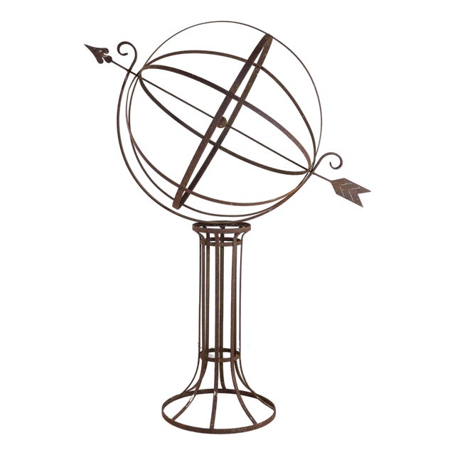English Mid-20th Century Iron Armillary Sphere on Stand For Sale