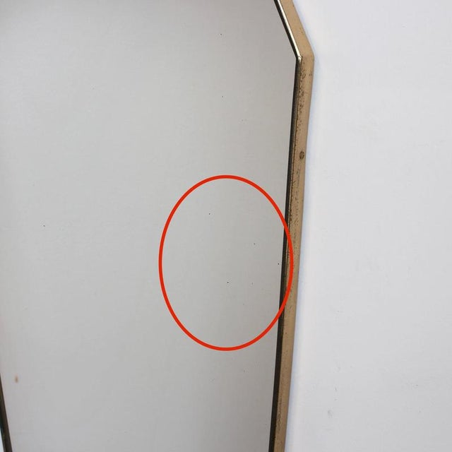 Metal Vintage Italian Wall Mirror with Brass Frame, 1960s For Sale - Image 7 of 18