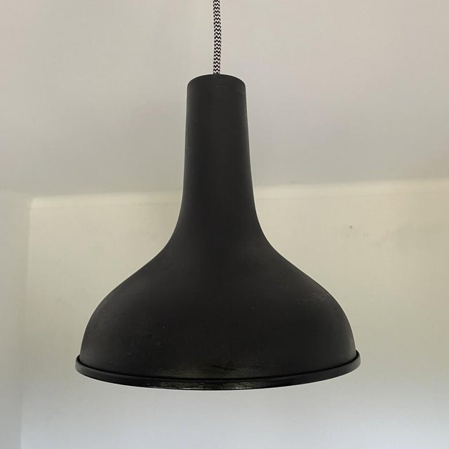 Vintage Industrial Style Black Painted Aluminium Pendant Lamp, 1970s For Sale - Image 10 of 10