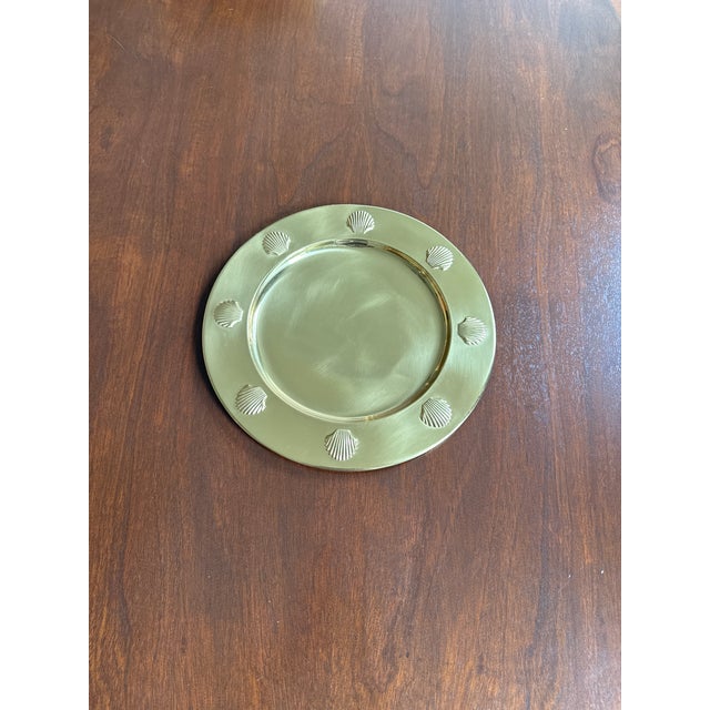 1960s Brass Charger With Seashells--- Set of 4 For Sale In Washington DC - Image 6 of 10