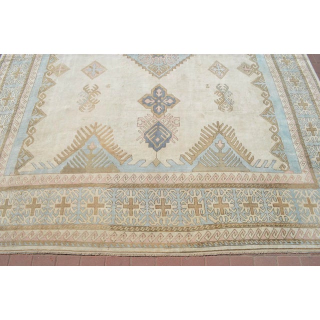 13x16 Rug, Muted Colors Hand Knotted Turkish Area Rug Oversized Rug For Sale - Image 9 of 13
