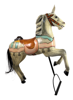 Large Hand-Carved Wooden Carousel Horse, 1920s