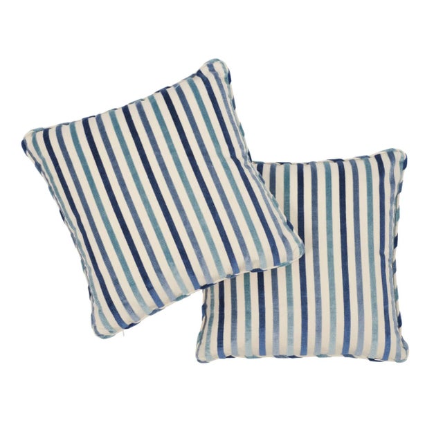 This pillow features Le Matelot with a Knife Edge finish. Cut velvet stripes pop on a crisp cotton ground, making this...