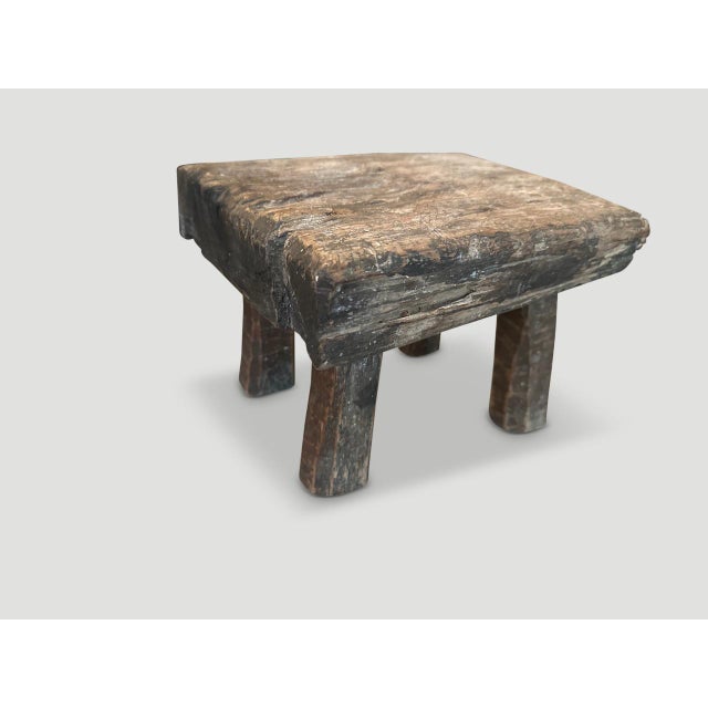 Andrianna Shamaris Low Antique Stool or Side Table For Sale - Image 4 of 5