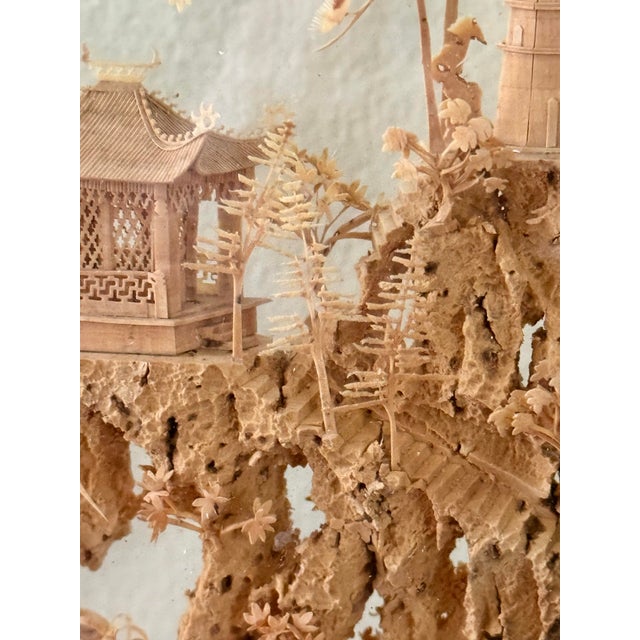 Large Mid-Century Vase Shaped Chinese Cork Carving Diorama For Sale - Image 6 of 10