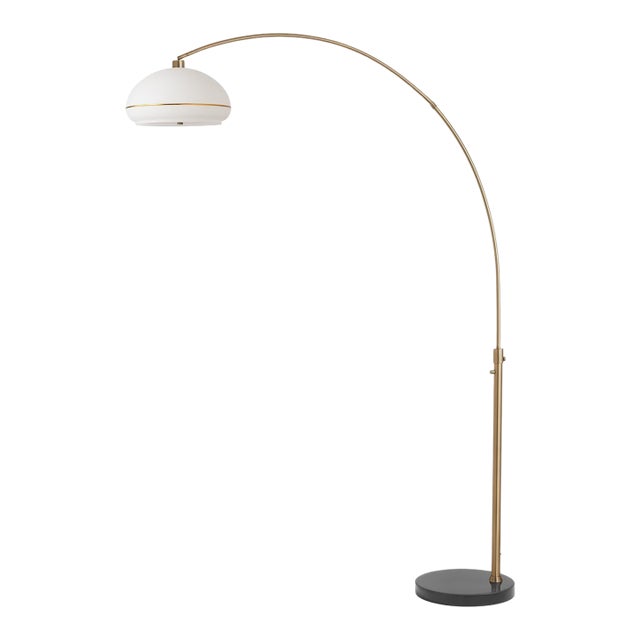 1960s Nova of California Morelli Simple Brass Floor Lamps - 76 Inch Mid Century Modern, Marble Base, Dimmer Switch For Sale