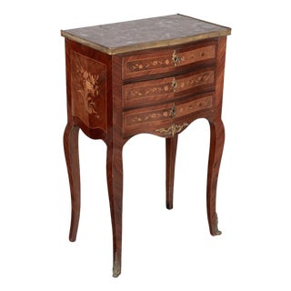 Louis XVI Style Marble Top Nightstand or Side Table For Sale