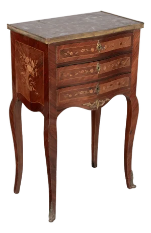 Louis XVI Style Marble Top Nightstand or Side Table