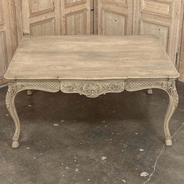 Antique Country French Liégeoise Régence Stripped Oak Dining Table or Writing Desk For Sale - Image 16 of 18