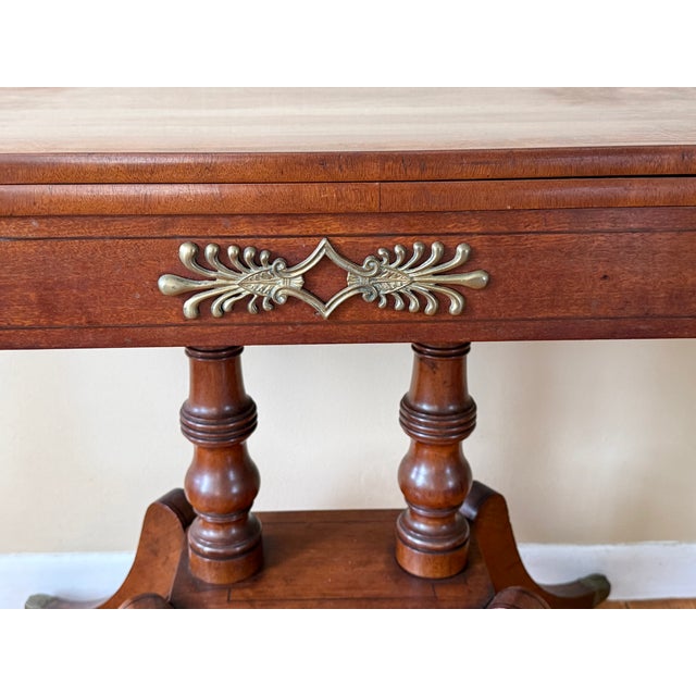 Wood Antique Flip Top Convertible Console to Game Table For Sale - Image 7 of 13