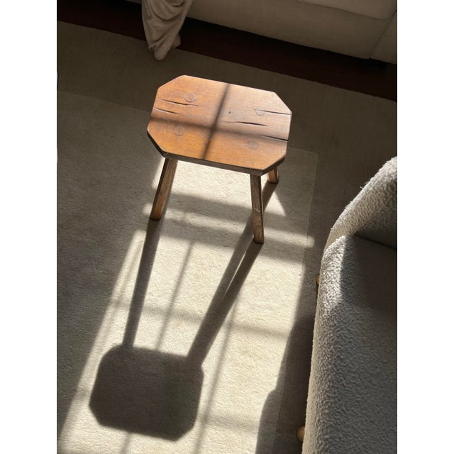 French Country Mid 20th Century French Elm Stool For Sale - Image 3 of 7
