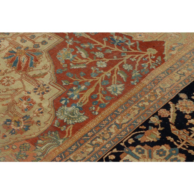 Late 18th Century Hand-Knotted Antique Mohtashem Rug in Beige Brown and Red Medallion Pattern For Sale - Image 5 of 8