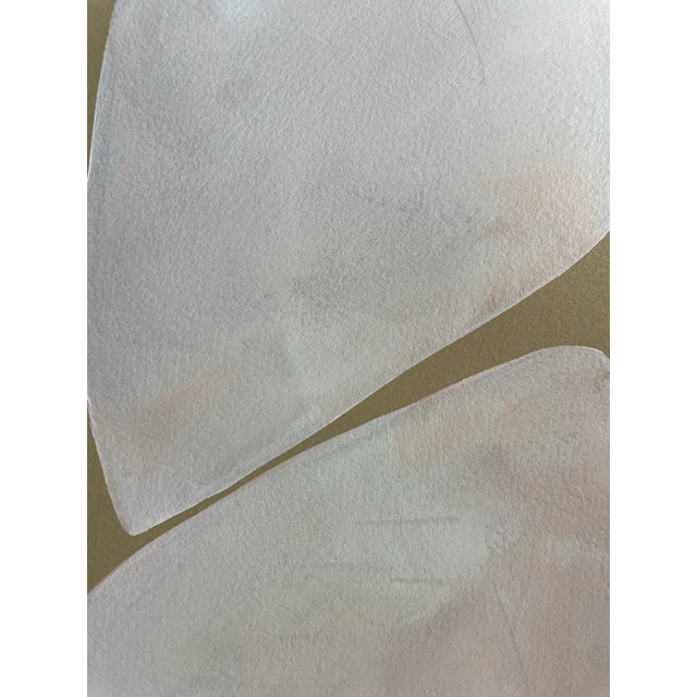 Abstract minimalist acrylic painting on French hand crafted cotton paper. Framed in a gold frame. All works on paper are...