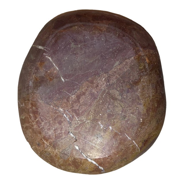 Late 20th Century Red Brown Stone Marble Plate For Sale