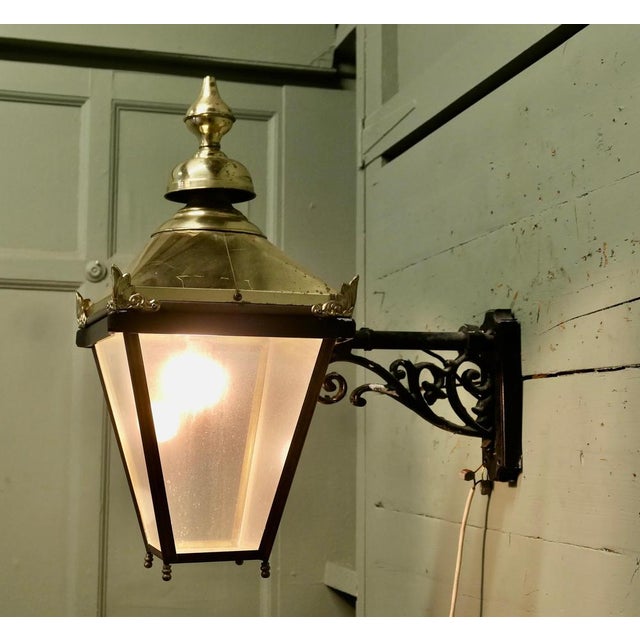 Large Brass Wall Hung Lantern Wall Light, 1960s For Sale - Image 4 of 6