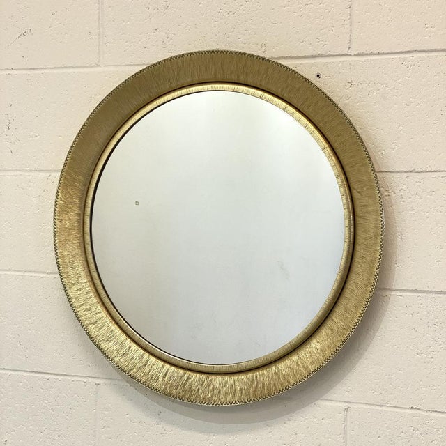 Round Mirror in Golden Aluminum, 1970s For Sale - Image 11 of 11