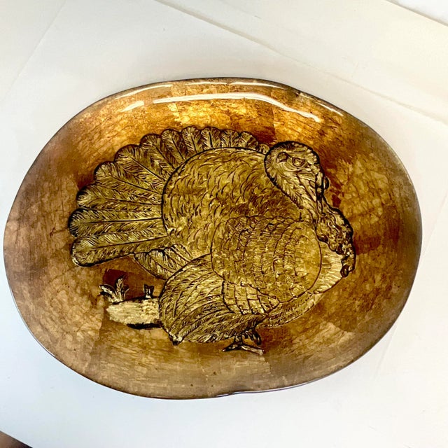 1980s Vintage Italian Venetian Boho Chic Hand Blown Glass Thanksgiving Turkey Platter. For Sale - Image 6 of 11